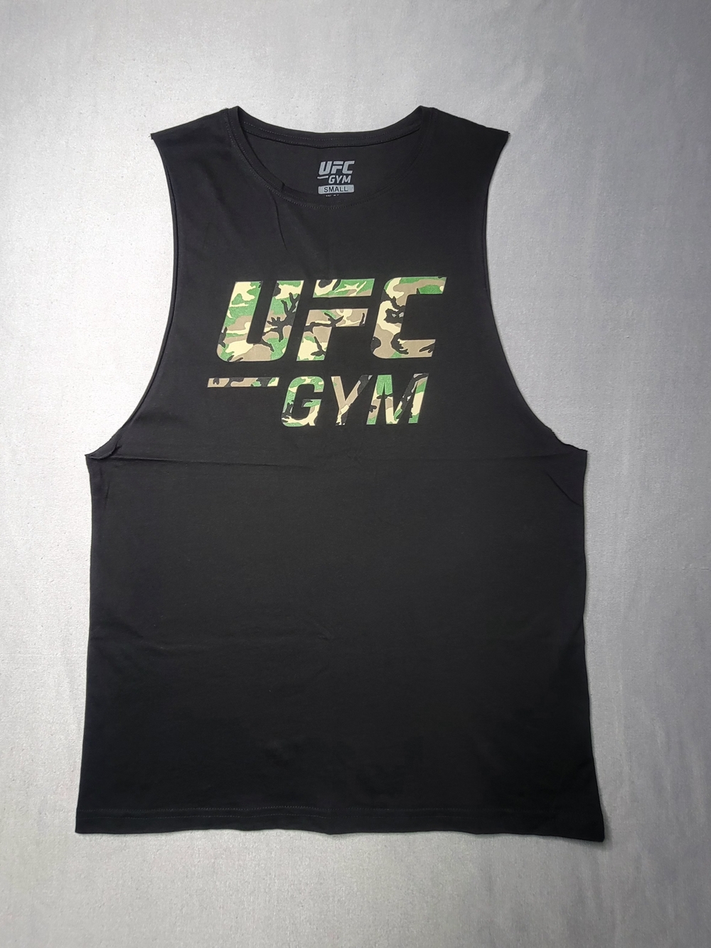 UFC GYM. mens Workout Tank-top Color Black With Camo Logo Size S
